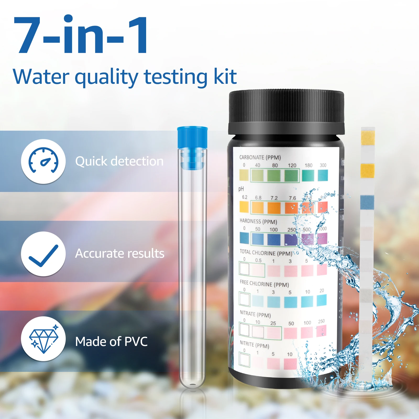 100Pcs 7 in 1 Aquarium Test St - Water Testing Kit 评论和价格