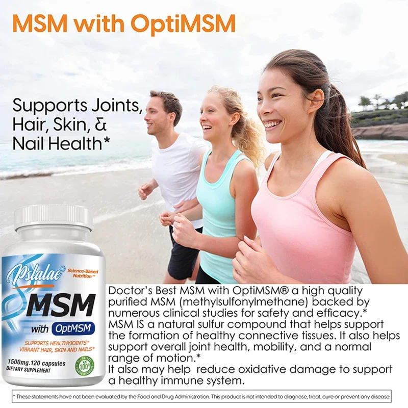 Premium Optimal MSM with OptiMSM, 1500 Mg, Supports Joint Health, Immune System, Antioxidants and Protein Building, Non-GMO