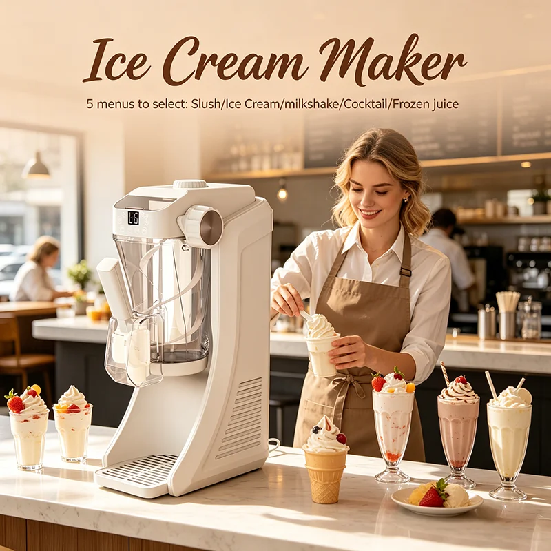 Commercial Ice Cream Maker Countertop Slush Machine Portable Milkshake Maker for Mobile Food Truck and Restaurant Fast Cooling