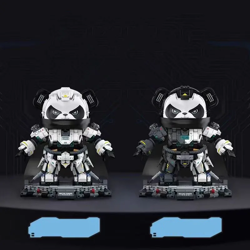 Idee Maan Strijd Mecha Gebouw Bakstenen Mechanica Panda Mega Figuren Blok Bouw Model Mech Educatieve Speelgoedcollectie