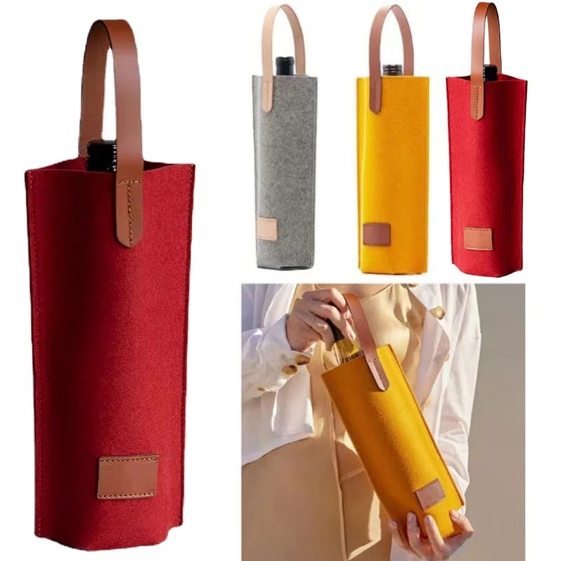 Borsa per vino in feltro bottiglia singola isolata borsa per portabottiglie borsa per vino imbottita regalo per gli amanti del vino o il matrimonio