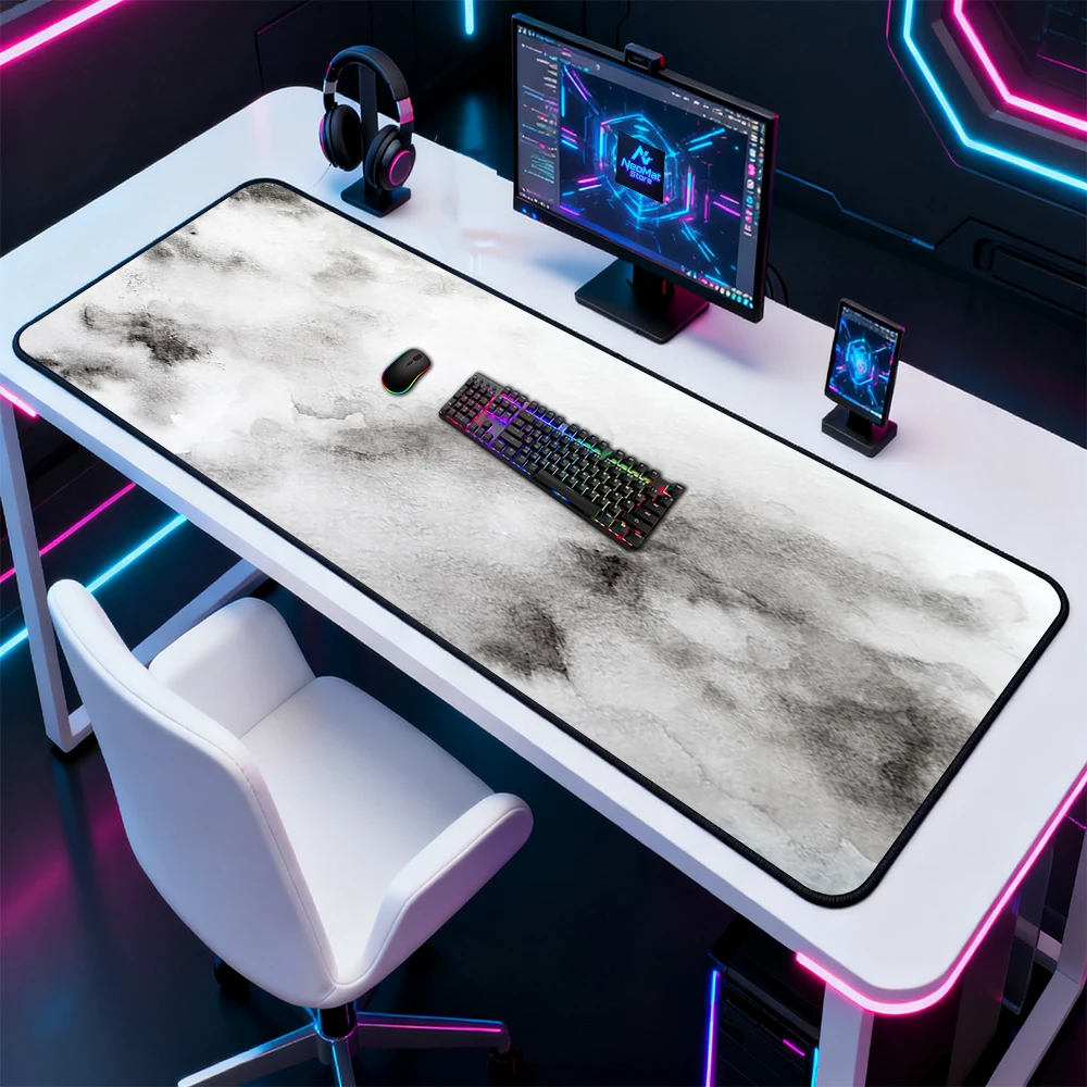 Wash Desk Mat Ink Gaming Mat Large Gamer Mat Black Full Abstract Mousepad 140x60 White Computer Playmat Accessories