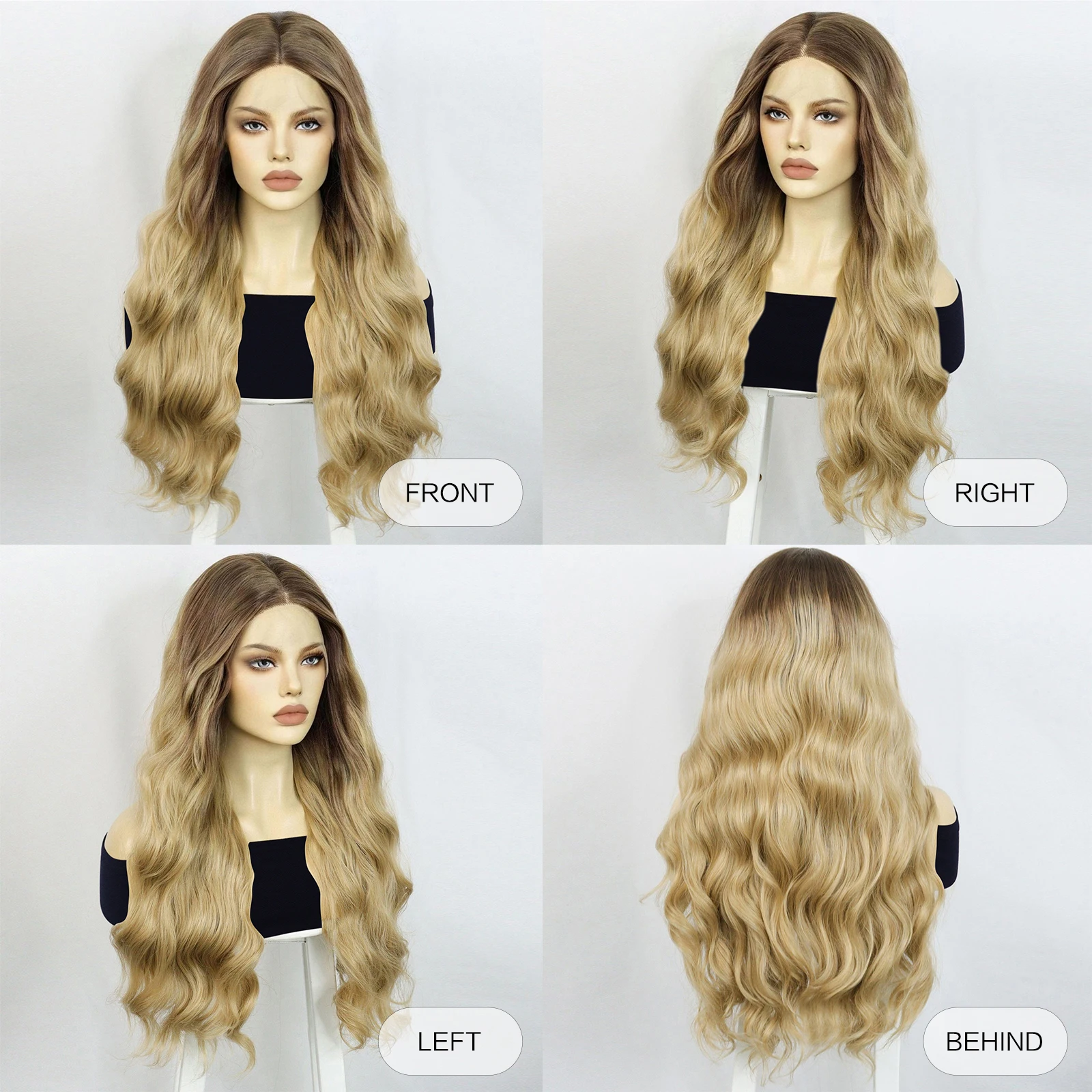 

Long wavy lace-front wig made of heat-resistant synthetic fiber. perfect for everyday wear or parties. (13x3.5x1)