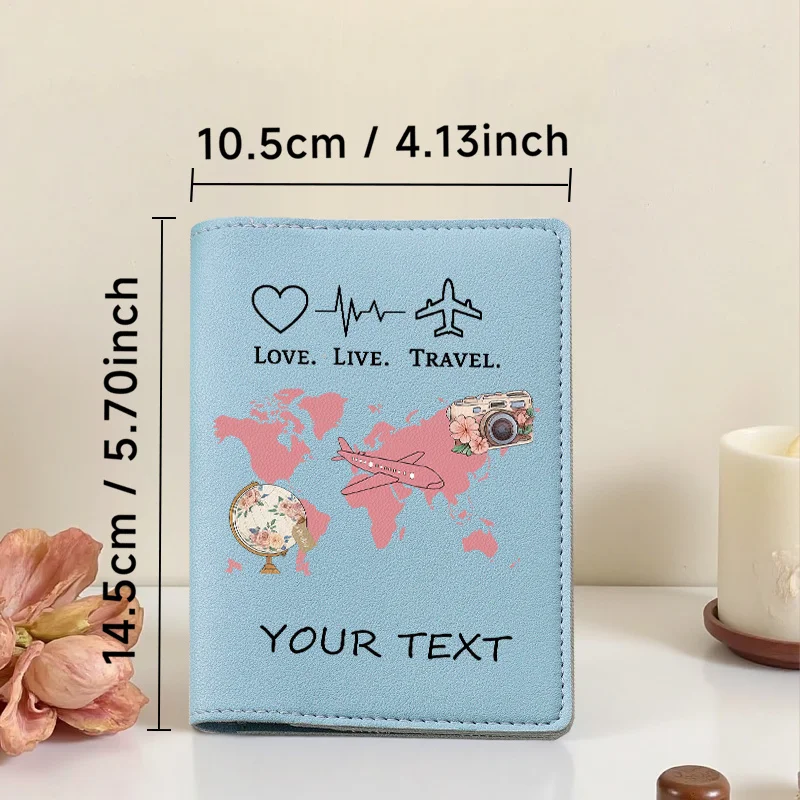Custom Airplane-Shaped Passport Holder with Name and Text - Multiple Colors Available,  Can Be Used as Passport Holder
