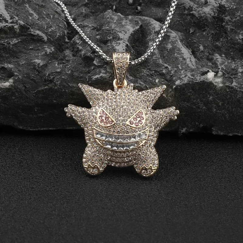 Pokemon Gengar Diamond Necklace Anime Shaped Necklace Children\'s Birthday Gift Simple Fashion Neck Pendant Decoration Gifts