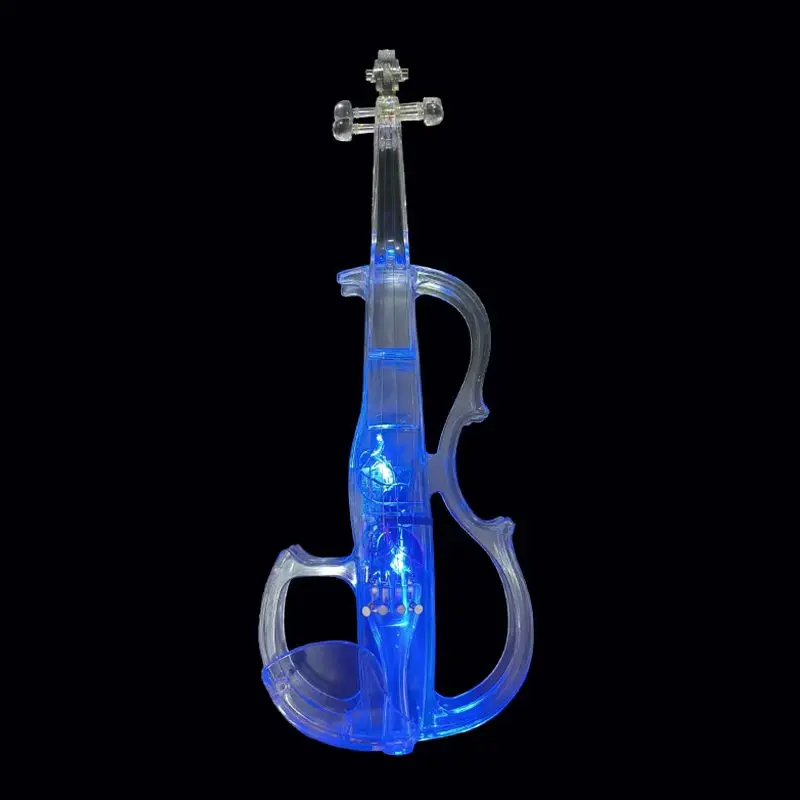 Stage performance luminous electronic violin 4/4 size transparent acrylic material can be connected to headphones