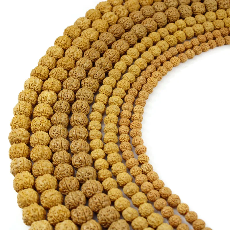 Natural Rudraksha Mala 108 Beads 6 8 10 12 mm Prayer Meditation Buddhist Beads for Necklace Bracelet Jewelry Making Accessories