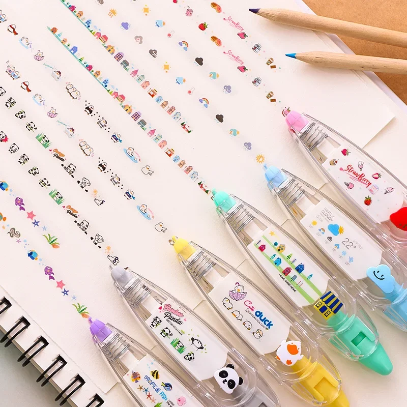 

1pc Cartoon Kawaii Correction Tape for Children Students Staff Press Type Correction Tape Paper Stationery DIY
