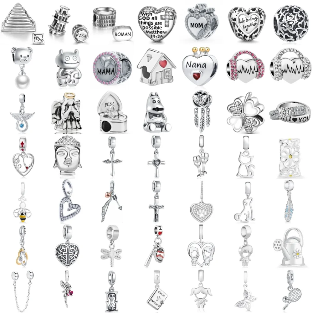 

2026 Лидер продаж, серебро 925 пробы, крест, форма сердца, дом, кулон из бисера, европейский оригинальный браслет, аксессуары для самостоятельного изготовления, изысканные ювелирные изделия ﻿