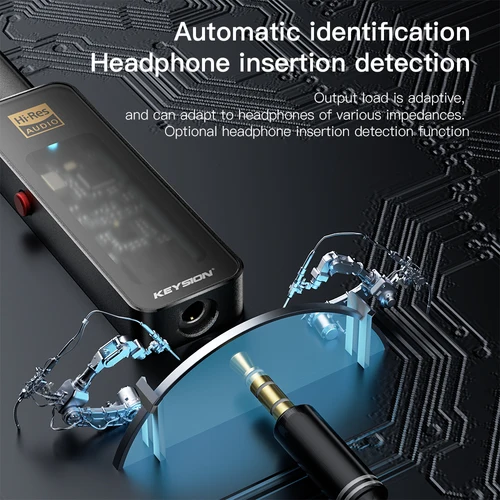 Imagen 2 del producto KEYSION CS43198 Decodificador de Audio HiFi USB DAC 384KHz DSD256 tipo C a 3,5mm ajuste EQ HD amplificador de auriculares para Android iOS Win10
