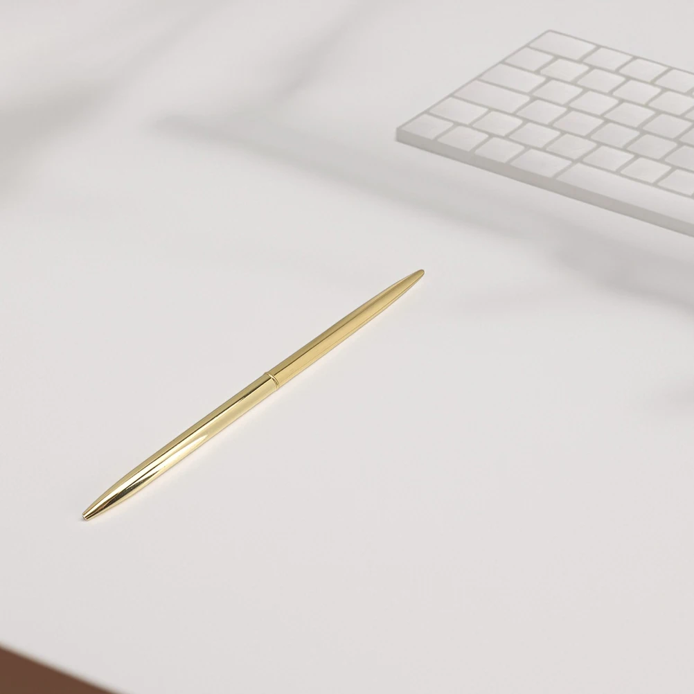 

5pcs Metal Ballpoint Pen Smooth Writing Gold Ink Pens For Wedding Guestbook Office School Elegant Slim Pens Bulk Stationery
