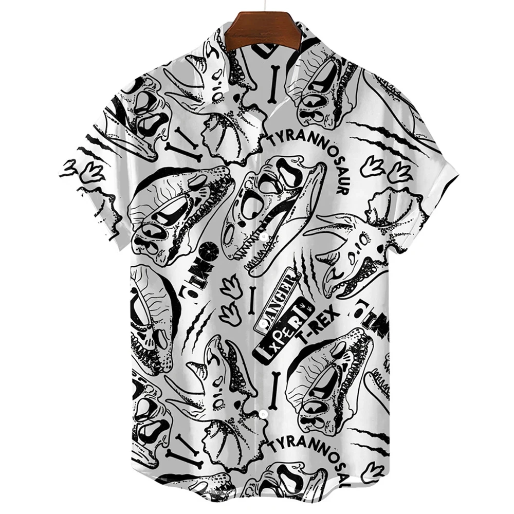 Cute Cartoon Dinosaur 3D Printed Shirt Man/Women Casual Fashion Short Sleeves Shirts Men Button Tops Oversized Unisex Clothing