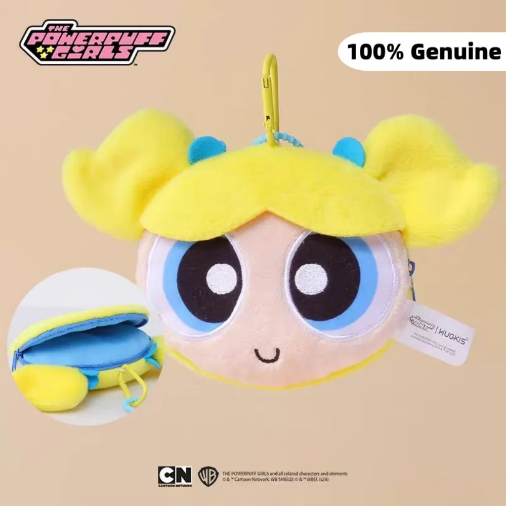 Genuine The Powerpuff Girls Plush Coin Purse Kawaii Blossom Bubbles Buttercup Cartoon Portable Earbuds Lipstick Storage Bag Gift
