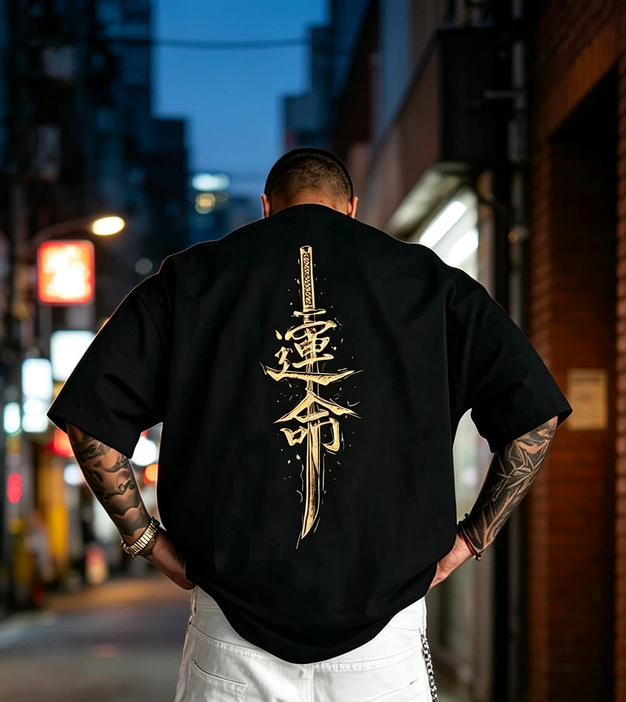 Japanese Samurai Sword Print Cotton Trend Men Women T-shirt Summer Autumn Daily Outdoor Sports Party Casual Short Sleeve