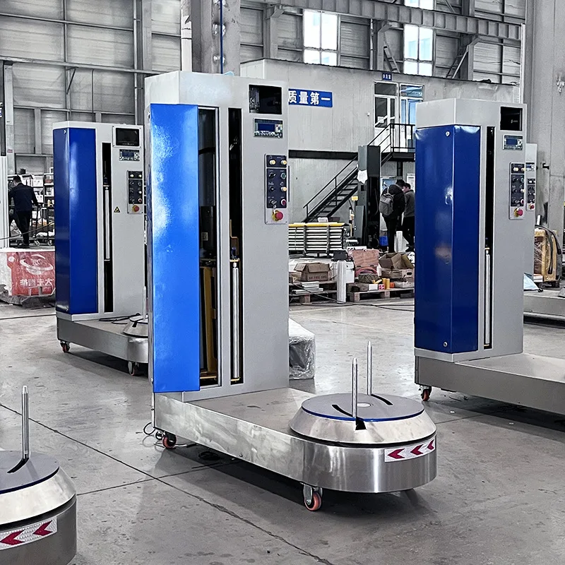 Industrial Automatic Reel Stretch Wrapper Shrink Film Applicator for Boxes Pallets Luggage Stable Rotation High Efficiency