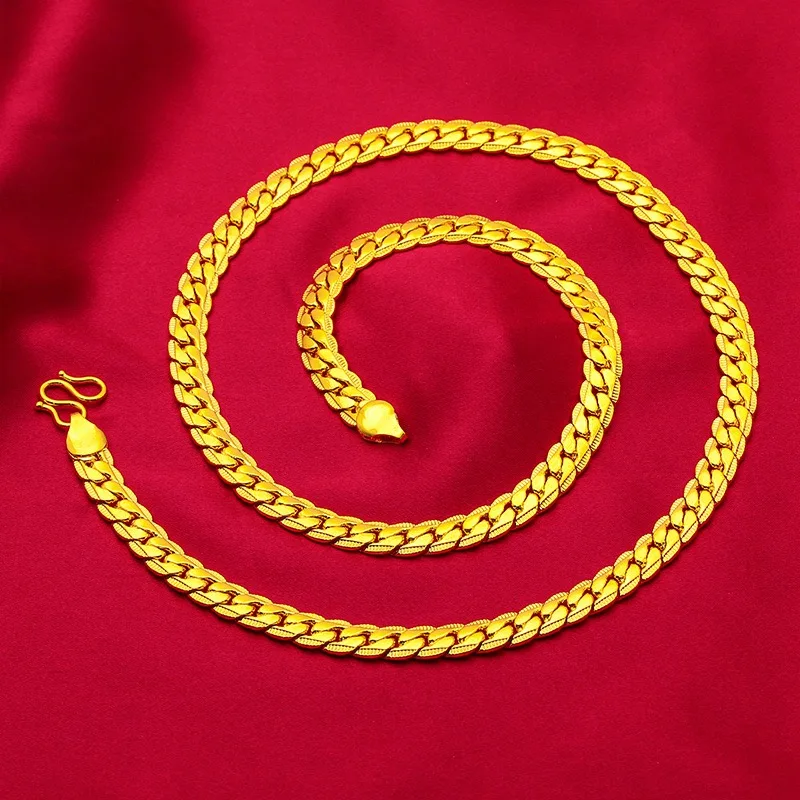 Women's 9999 24K real gold fried dough twist chain gold necklace fashion Fried Dough Twists gold jewelry necklace