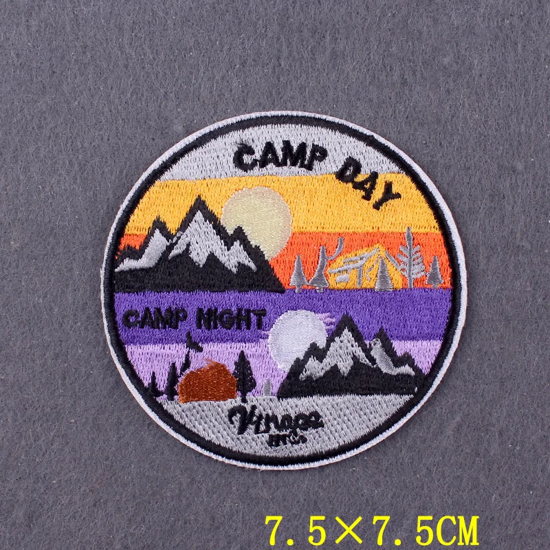 Camping Patch Iron On Patches On Clothes Stripes Vacation Patches For Clothing Stickers DIY Travel Hook Loop Badges On Backpack