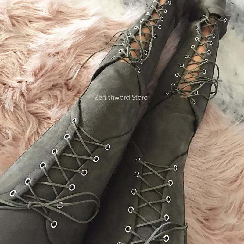 Trendige Bleistifthosen für Damen, Nischendesign, mit Riemchen, Bandage, Kreuzschnürung, aus Wildleder, Samt, Wildlederhose, stilvolle Streetwear-Hose