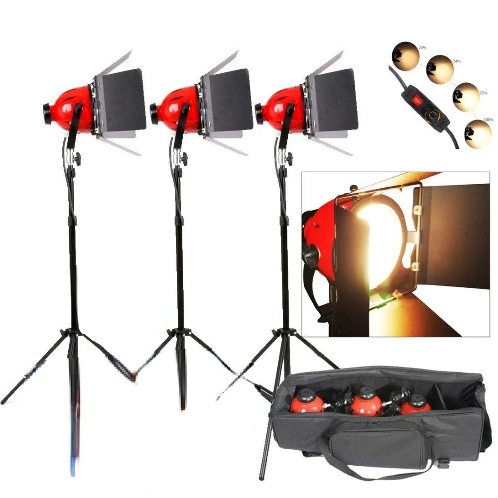 

800W Red Headlight 3200K LED Tungsten Bulb Studio Fill Light Professional Shooting Spotlight Stepless Light Adjustment