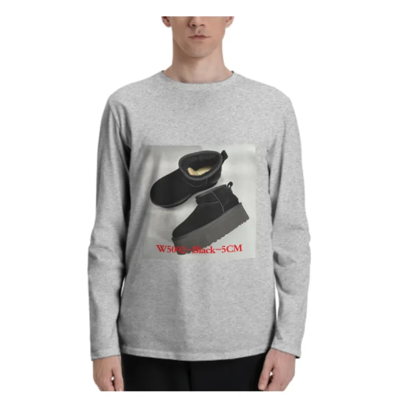 Custom Grey Long-sleeved T-shirt Leisure Sweatshirt Fashion High Quality