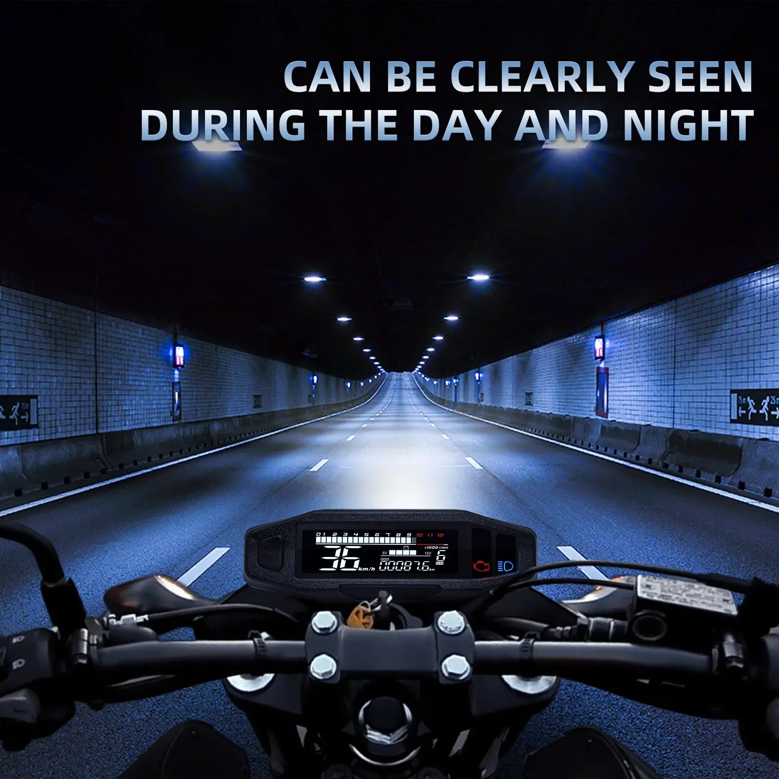 AD Universal Motorcycle Speedometer Digital Speed Meter LED Tachometer Dashboard Instrument Panel Meter LCD Display Y Bracket image 5
