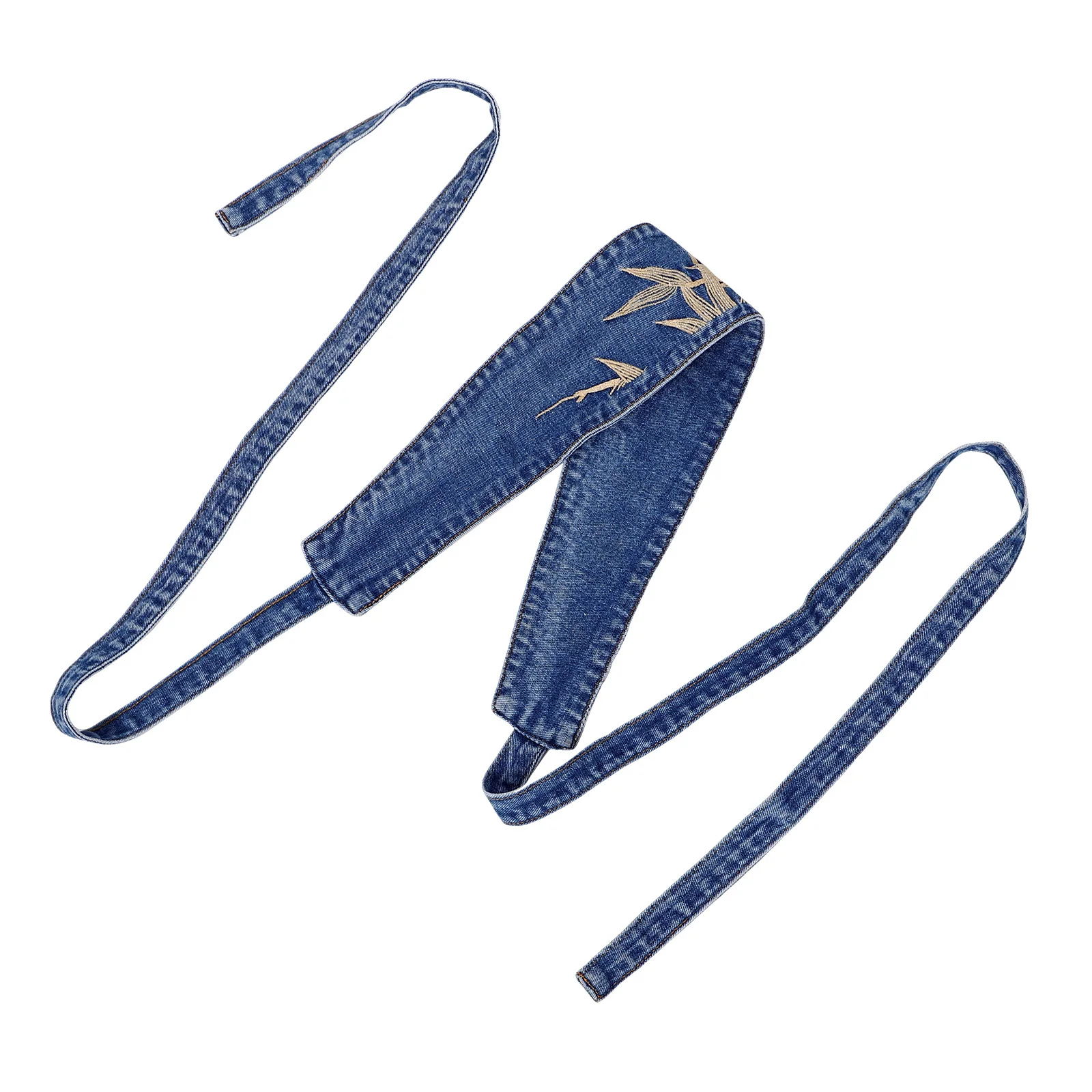 Модный джинсовый корсетный пояс для женщин, широкий пояс, стильный ретро-пояс с вышивкой в виде листьев для украшения платья