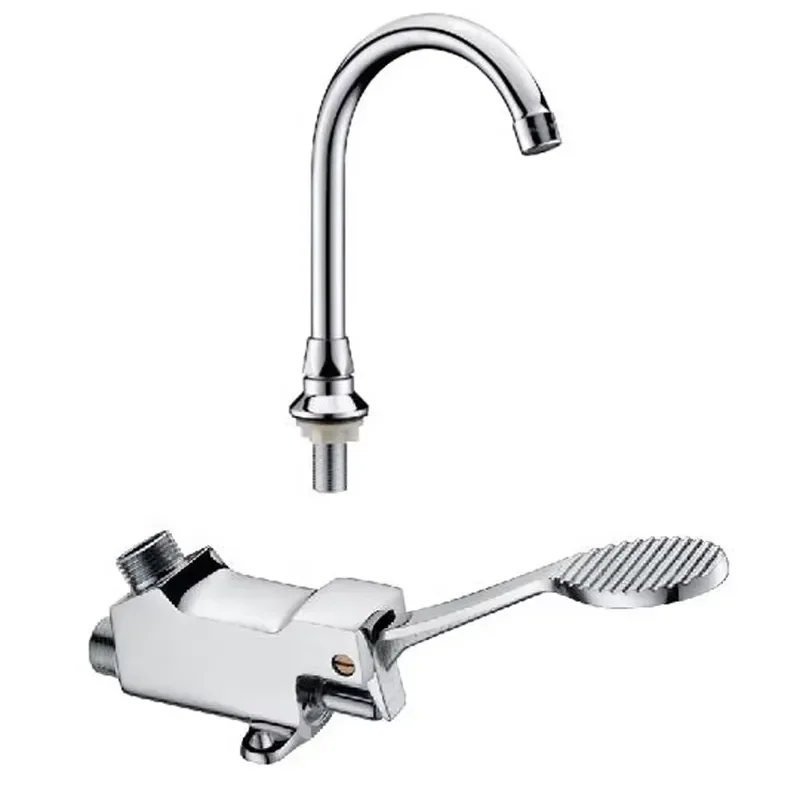 Premium Brass Pedal Flush Valve with Nozzle for Bathroom High Quality Durable Metal Foot Operated Flushing Device Plumbing