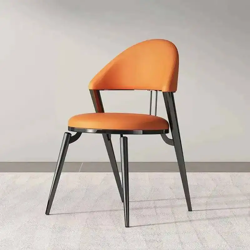 Room Soft Gold Lounge Dining Leather Dining Table Chairs Chair Backrest Chaises Luxury Salle Manger Kitchen Furniture CC50CY