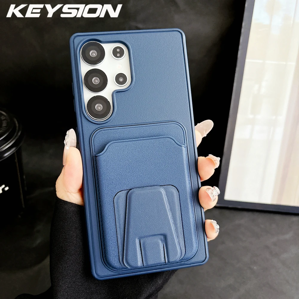KEYSION Kartenfach-Hülle Handyhülle für Samsung Galaxy S24 S25 S26 Ultra 5G S23+ S25 FE Aufrechter Ständer Stoßfeste Abdeckung