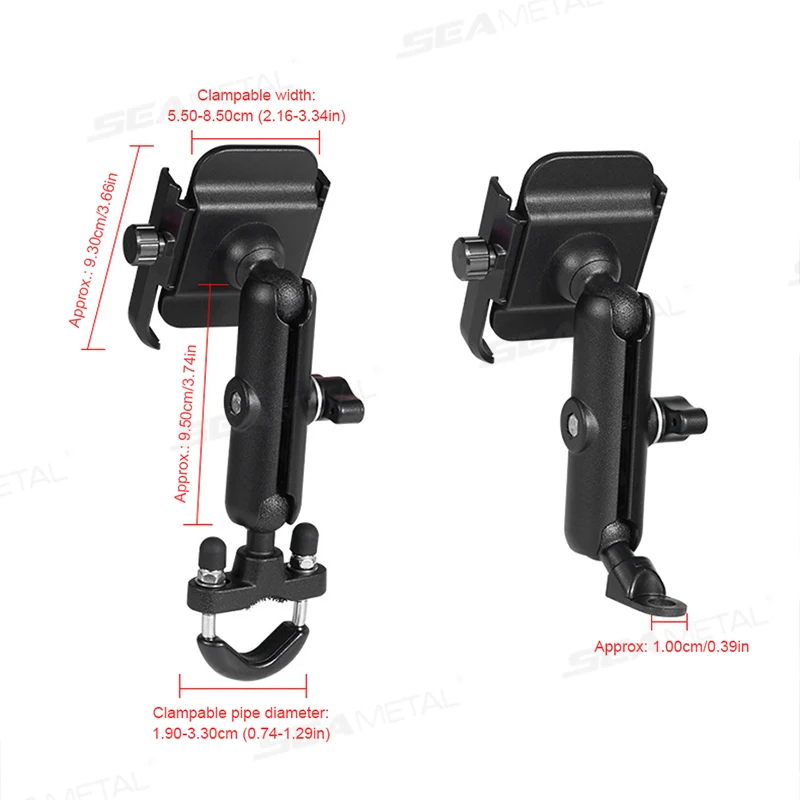 SEAMETAl Motorcycles Phone Holder 360 Degree Rotation Handlebar Cell Phone Holder Motorcycle Rear View Mirror Phone Bracket