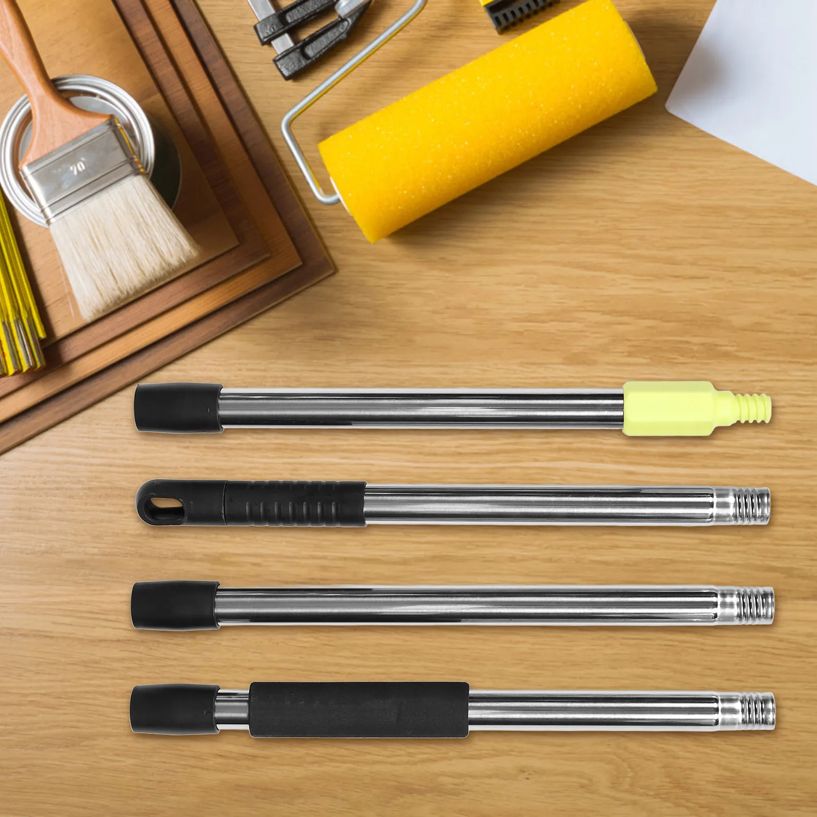 Stainless Steel Telescopic Paint Roller Extension Pole 25Mm Brush Head Extendable for High Reach Painting Cleaning Wall Ceiling