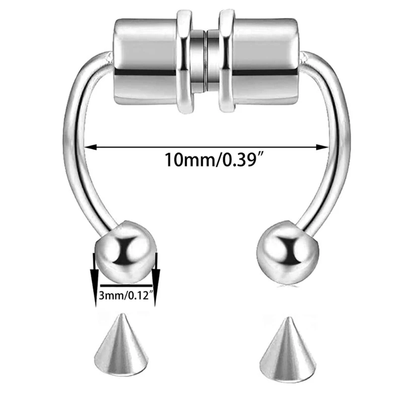 Cincin Hidung Palsu Tanpa Tindik Cincin Hidung Septum Magnetik Dapat Digunakan Kembali Cincin Hidung Tahan Karat 316L