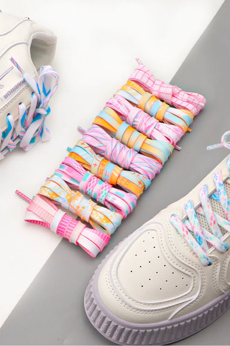 Flache Schnürsenkel für Sneaker, Regenbogen-Bindemuster, personalisierte Schnürsenkel, geeignet für Sportschuhe und Canvas-Schuhe. – Detail 2