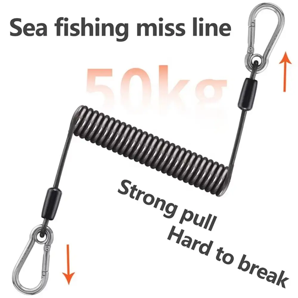 

Elastic Coil Fishing Missed Rope Lockable Safety Rope Climbing Buckle Rope Twisted Stretch Fishing Coiled Lanyard Fishing