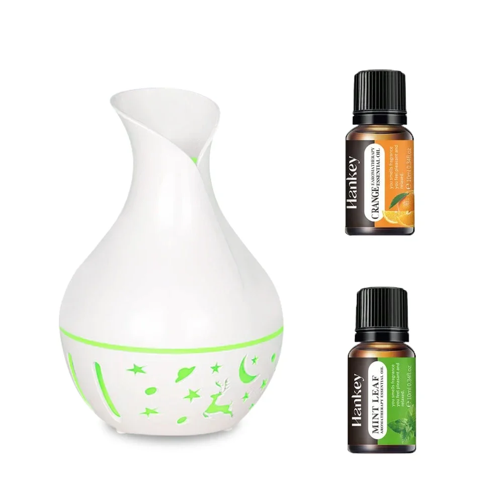 

200ML Ultrasonic Aromatic Essential Oil Diffuser, Cold Mist USB Humidifier with 7-Color Light, Includes 2 Essential Oil Bottles.