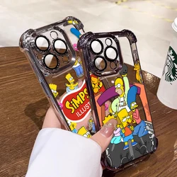 Funny Cartoon The Simpsons Phone Case For iPhone 16 15 14 13 12 11 Pro Max X XR XSMax 7 8 Plus Shockproof Clear Armor Cover