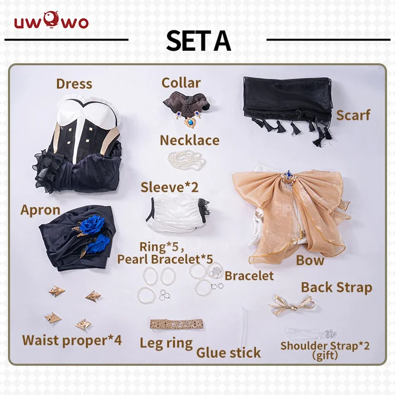 ما قبل البيع UWOWO Navia تأثيري لعبة Genshin تأثير Fanart Navia ثوب فستان تأثيري حلي هالوين زي @ 0Z *