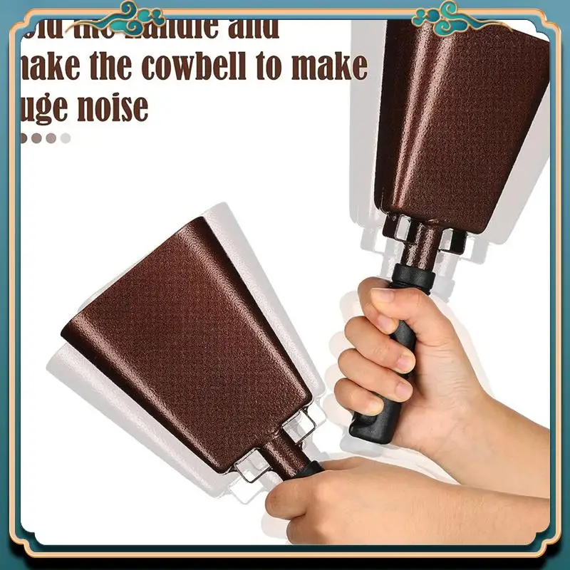 10 In Steel Cowbell Solid School Hand Bells / Noise Makers With Handles, Cheering Bell Sporting