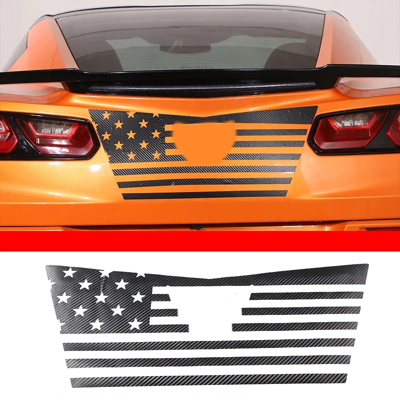 For 2014-2019 Chevrolet Corvette C7 PVC Carbon Fiber Car Rear Tail Label Film Sticker Car Exterior Decoration Accessories