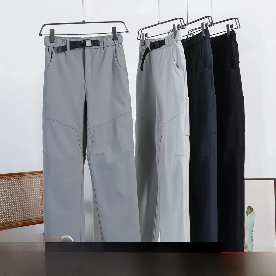 

Outdoor Function Pants Men's Elastic Waist Waterproof Hiking Sports Casual Trousers Spring Summer Loose Fit Straight Leg