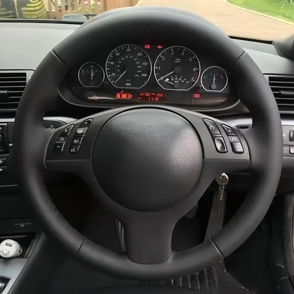 Handgenähter Anti-Rutsch-Lenkradbezug aus Mikrofaserleder für BMW E46 E39 330i 540i 525i 530i 330Ci M3 Autozubehör.