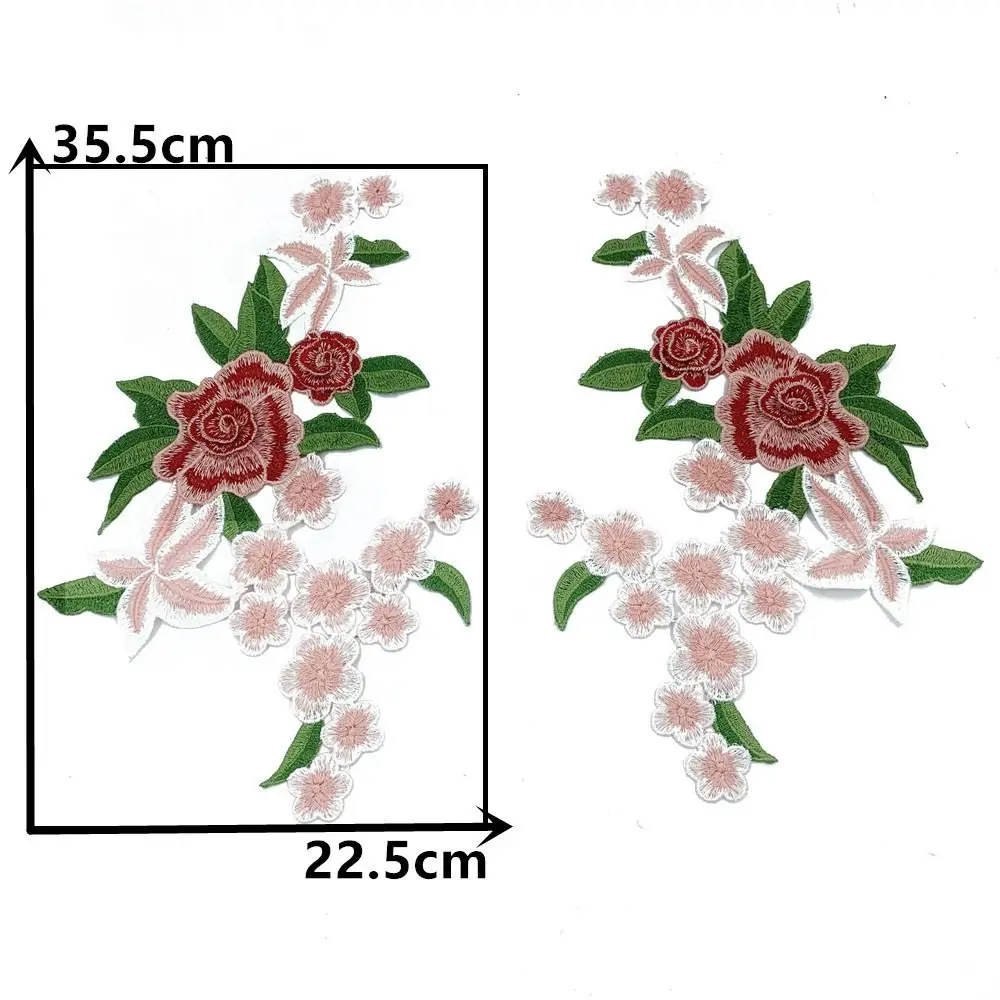 1Pair Polyester Fiber Embroidery Flower Patch DIY Handmade Clothing Accessories Embroidery Floral Applique