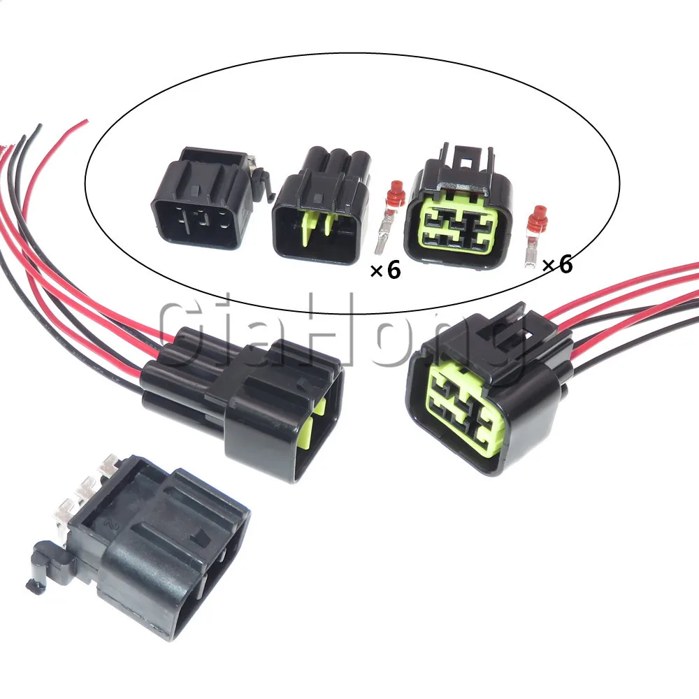1 Set 6 Ways AC Assembly FW-C-6M-B Auto High-voltage Ignition Coil Socket FW-C-6F-B Waterproof Cable Connector For Ford Mondeo