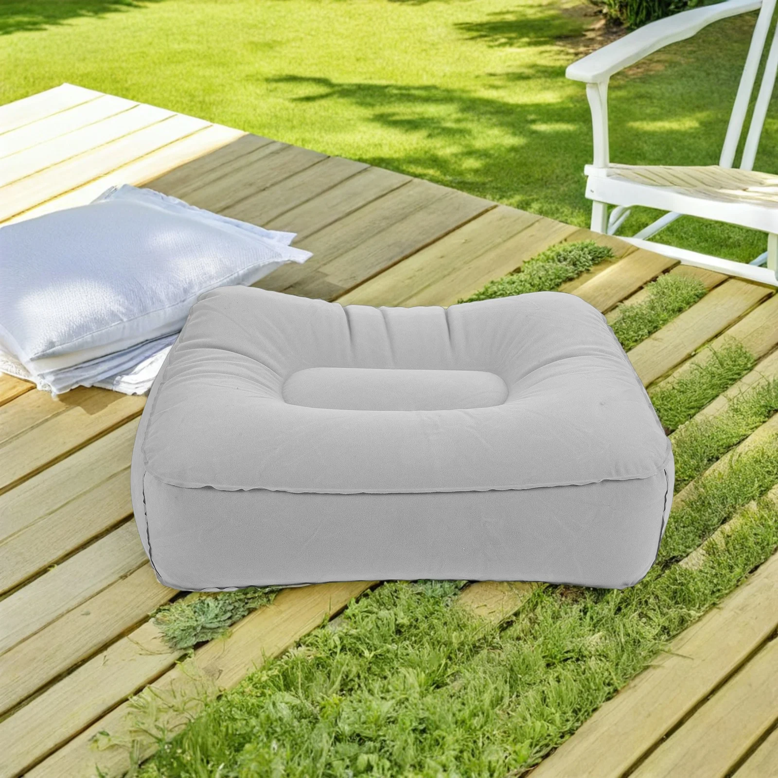 

2Pcs Inflatable Foot Rest Pillow Soft Portable Travel Footstool Lightweight Support Cushion for Airplane Car Camping