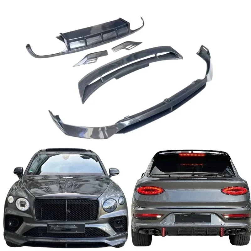 Applicable to LD style forBentley Bentayga dry carbon fiber and bumper front lip rear diffuser spoiler body kit