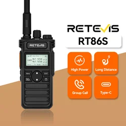 Retevis RT86S Walkie Talkie Long Range High Power VOX Type-C 2600mAh LCD Upgraded RT86 Two Way Radio for Camping Hiking Outdoor