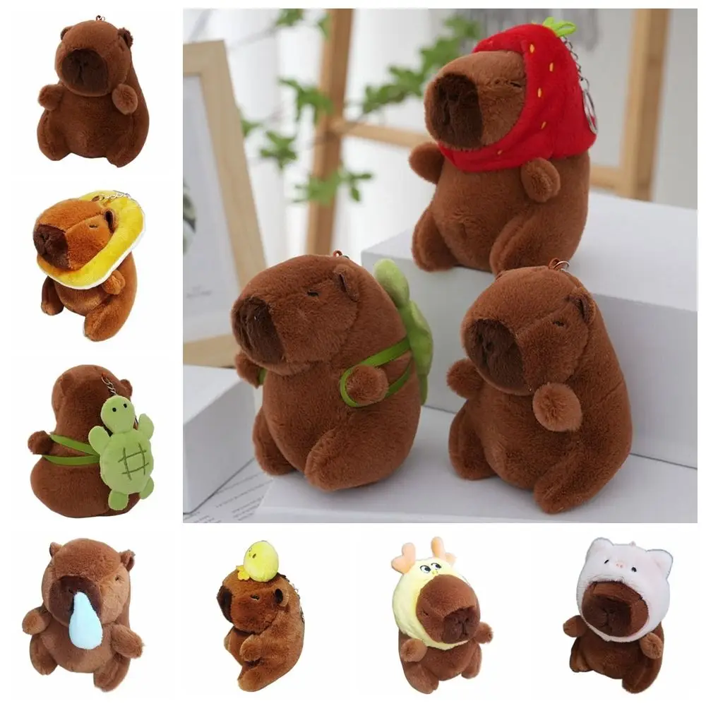 Multicolor Plush Capybara Keychain Cartoon Capybara Cute Toy Simulation Capybara Pendant Guinea Pig Accessories