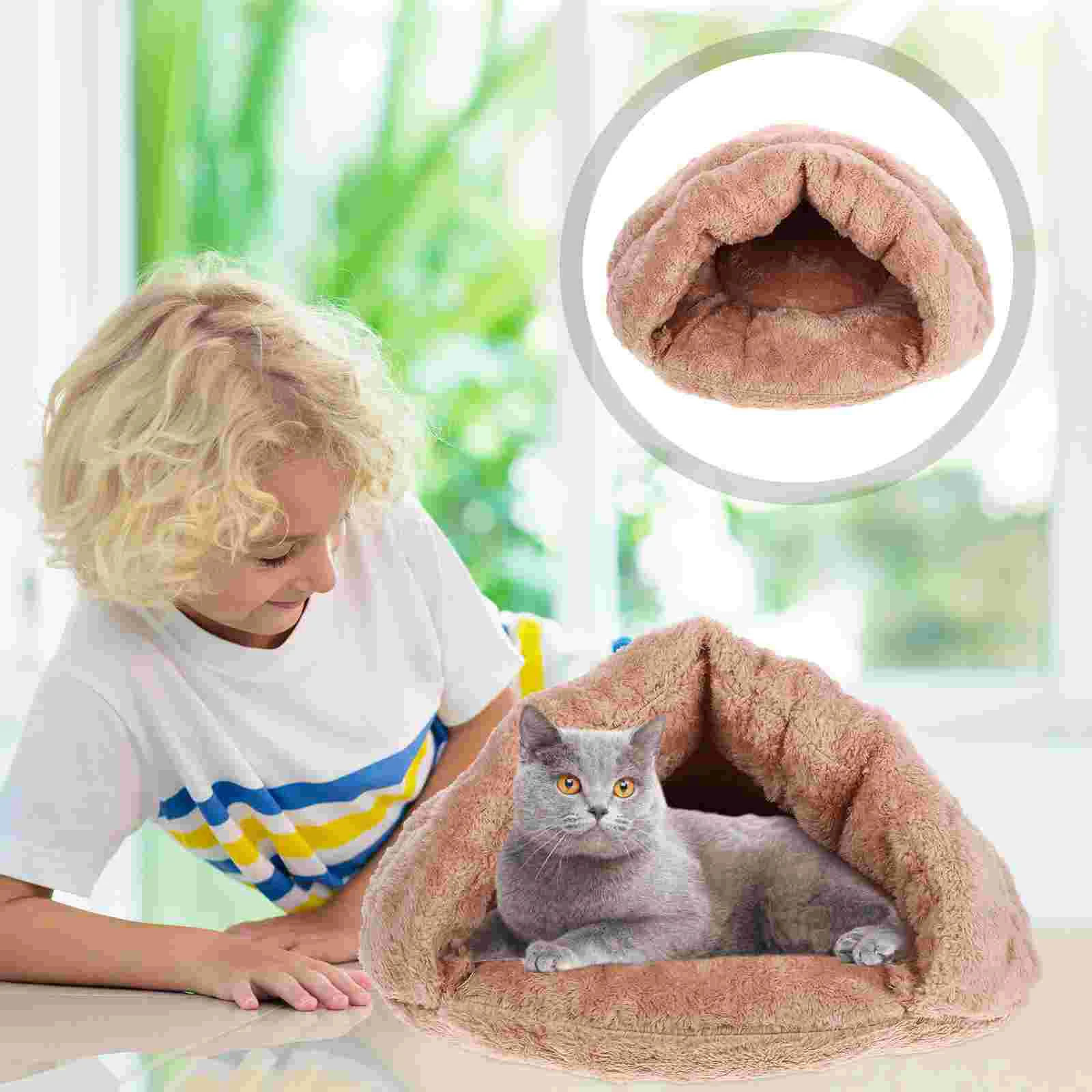 

Cat Hole Warm Winter Nest Dog Kennel Indoor Snuggle Sack Cloth Hooded Bed Cave Comfortable