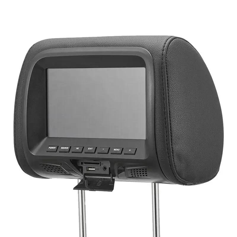 AB96-Universal 7Inches Car Headrest Monitor Screen Rear Seat Entertainment Multi-Media Player For AV USB SD MP4 MP5 FM Black