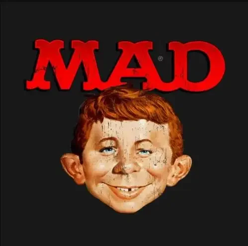 Mad Alfred E. Neuman Mascot Boy Magazine Cover Funny Gift Black T-shirt